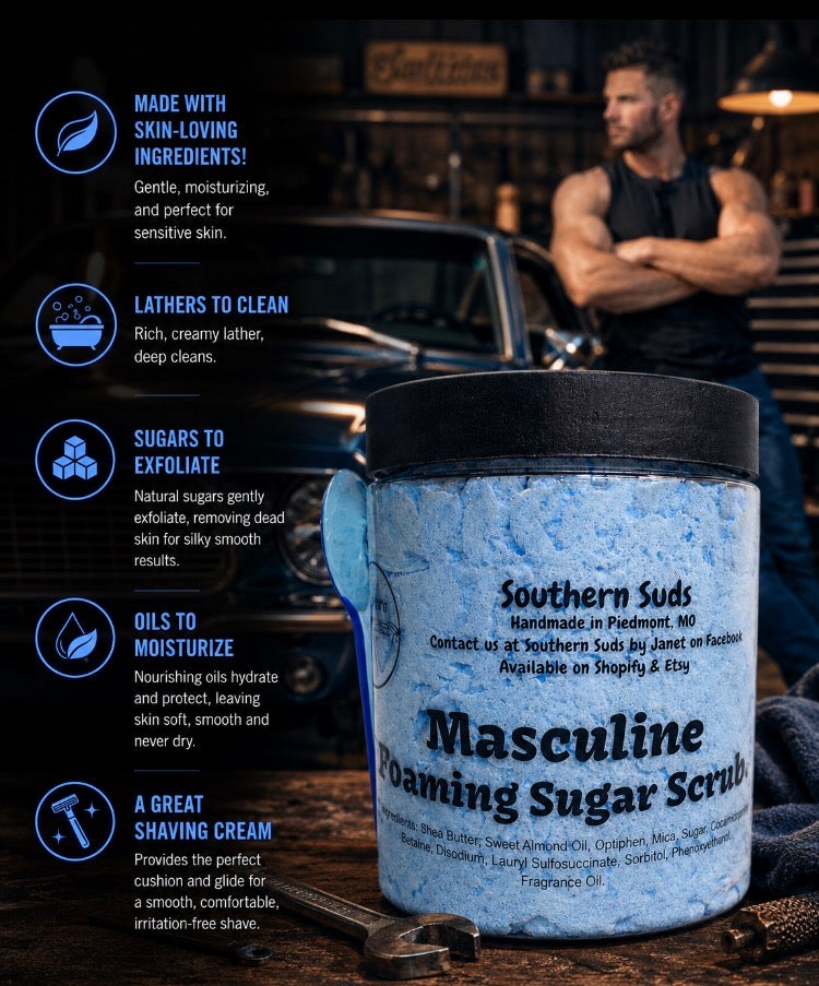 Masculine Foaming Sugar Scrub