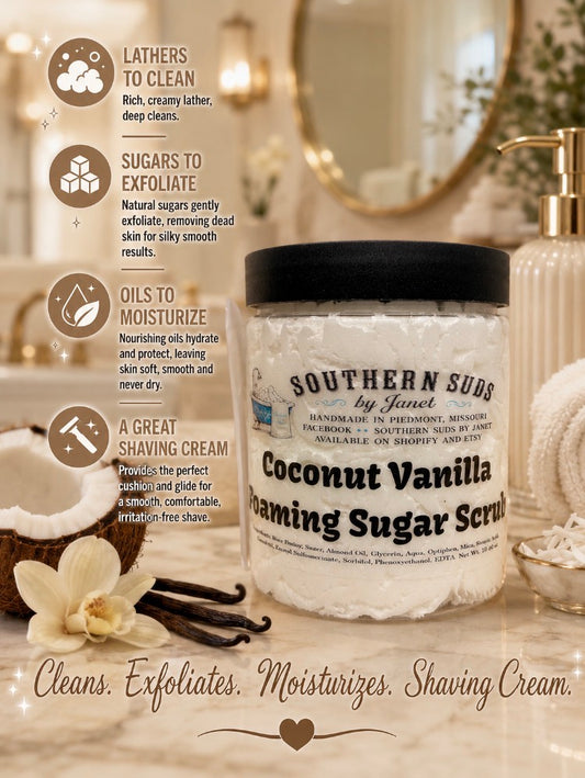 Coconut Vanilla Foaming Sugar Scrub