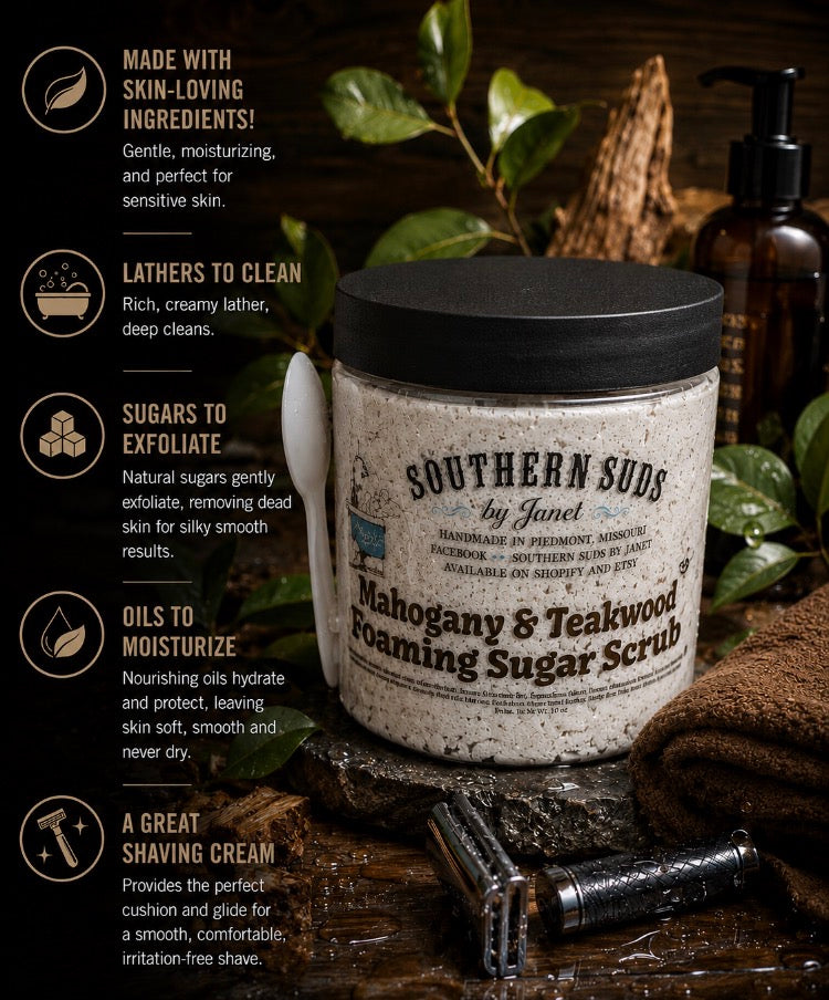 Mahogany Teakwood Foaming Sugar Scrub